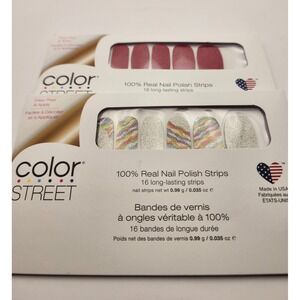 2 New Sets Of Color Street Real Nail Polish Strips, Cran-tastic, Inner Strength